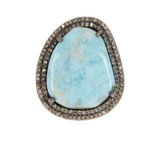 Larimar and Diamond Ring